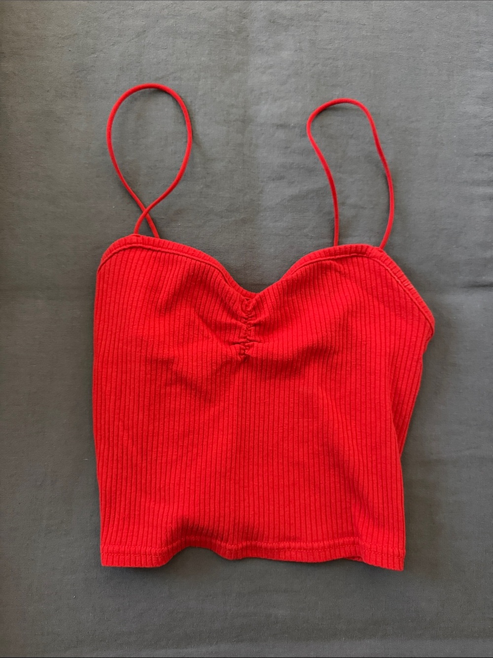 PacSun Red Ribbed Sweetheart Crop Tank